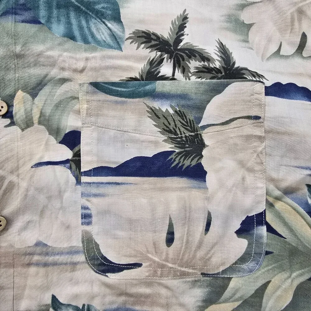 Chaps Ralph Lauren Shirt Mens 3XL Floral Button‎ Up Vintage Y2K Hawaiian Beach